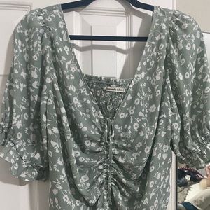 Abercrombie and Fitch green floral crop top